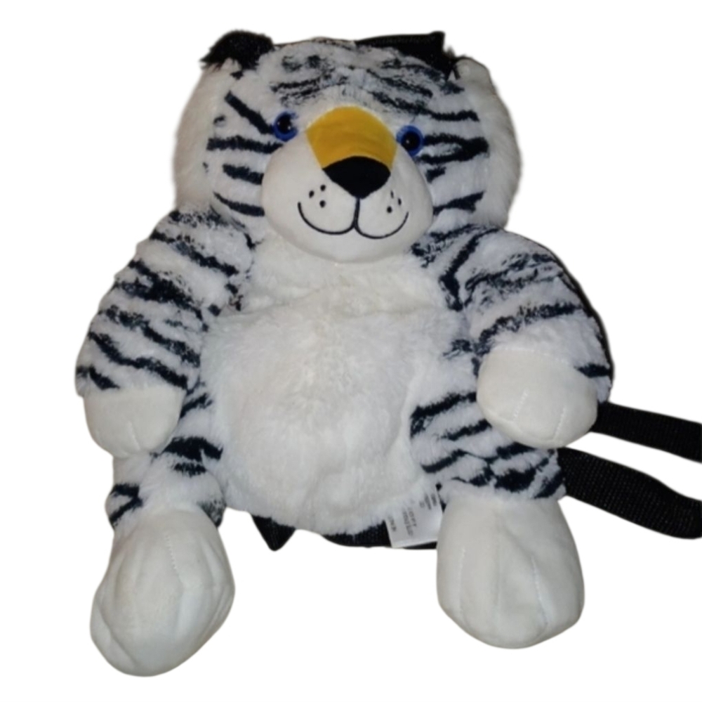 Critter Colection White Tiger Stuffed Animal Plush Backpack Bookbag 15" Zipper